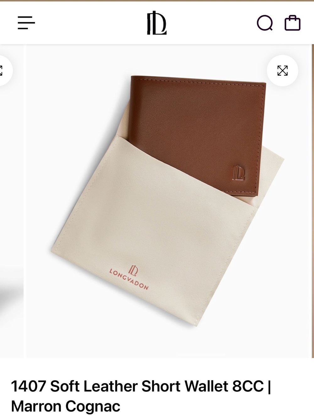 Marron Cognac Soft Leather Short Wallet - 8 Card Slots
